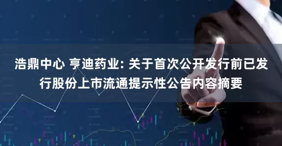 浩鼎中心 亨迪药业: 关于首次公开发行前已发行股份上市流通提示性公告内容摘要
