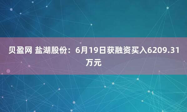 贝盈网 盐湖股份：6月19日获融资买入6209.31万元